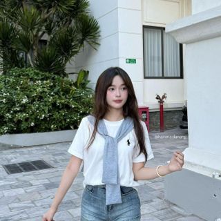 Áo thun baby tee logo thêu ngựa freesize dưới 55kg