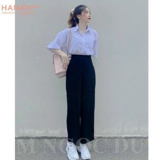 Sơ mi học sinh tay lỡ có túi chất lụa mềm mịn, freesize form unisex 55kg