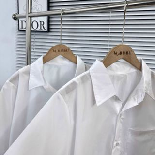 Sơ mi học sinh tay lỡ có túi chất lụa mềm mịn, freesize form unisex 55kg