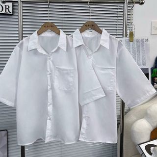 Sơ mi học sinh tay lỡ có túi chất lụa mềm mịn, freesize form unisex 55kg