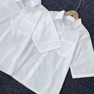 Sơ mi học sinh tay lỡ có túi chất lụa mềm mịn, freesize form unisex 55kg