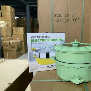 Nồi Lẩu Điện Đa Năng Bí Ngô 2 Tầng Có Tay Cầm Size 28Cm, Nồi Lẩu Gia Đình Dung Tích 4L tiện lợi , công dụng đa dạng