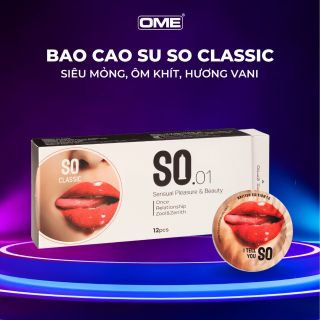 Bao cao su SO CLASSIC size 52mm ôm sát, hương vani 12 cái/ hộp Bao cao su SO CLASSIC size 52mm ôm sát, hương vani 12 cái/ hộp