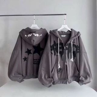 Áo khoác hoodie zip in chữ nổi PREFACE dây kéo 2 đầu Áo khoác hoodie zip in chữ nổi PREFACE dây kéo 2 đầu