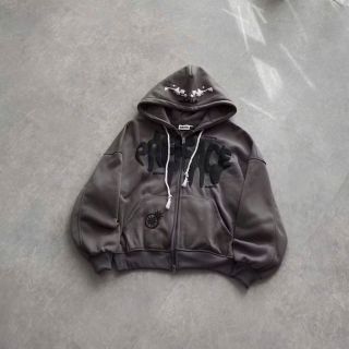 Áo khoác hoodie zip in chữ nổi PREFACE dây kéo 2 đầu Áo khoác hoodie zip in chữ nổi PREFACE dây kéo 2 đầu