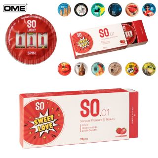 Bao cao su SO SWEET LOVE size 52mm siêu mỏng, hương dâu 12 cái/ hộp