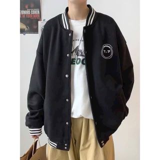 Áo Khoác Nỉ Bomber Cardigan Form Rộng Thêu Mặt Cười Chất Nỉ Bông Dày Dặn Áo Khoác Nỉ Bomber Cardigan Form Rộng Thêu Mặt Cười Chất Nỉ Bông Dày Dặn