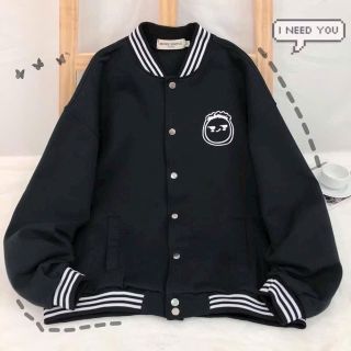 Áo Khoác Nỉ Bomber Cardigan Form Rộng Thêu Mặt Cười Chất Nỉ Bông Dày Dặn Áo Khoác Nỉ Bomber Cardigan Form Rộng Thêu Mặt Cười Chất Nỉ Bông Dày Dặn