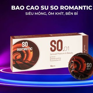 Bao cao su SO ROMANTIC size 52mm siêu mỏng, hương chocolate 12 cái/ hộp Bao cao su SO ROMANTIC size 52mm siêu mỏng, hương chocolate 12 cái/ hộp
