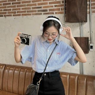 áo sơ mi sọc thêu Nơ Chất vải : kate sọc,form dưới 58kg áo sơ mi sọc thêu Nơ Chất vải : kate sọc,form dưới 58kg