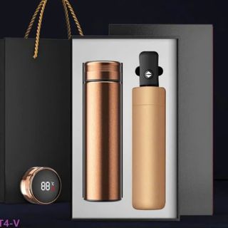 Set quà tặng cao cấp (bình giữ nhiệt 500ml hiện nhiệt độ + ô chống thấm)