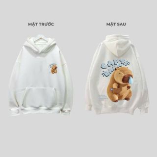 Áo khoác + Áo Hoodie in CaPyBaRa hình in xịn, bền chắc chất nỉ bông dày mịn