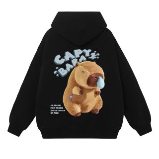 Áo khoác + Áo Hoodie in CaPyBaRa hình in xịn, bền chắc chất nỉ bông dày mịn