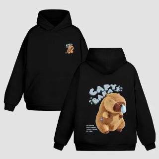 Áo khoác + Áo Hoodie in CaPyBaRa hình in xịn, bền chắc chất nỉ bông dày mịn