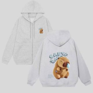 Áo khoác + Áo Hoodie in CaPyBaRa hình in xịn, bền chắc chất nỉ bông dày mịn