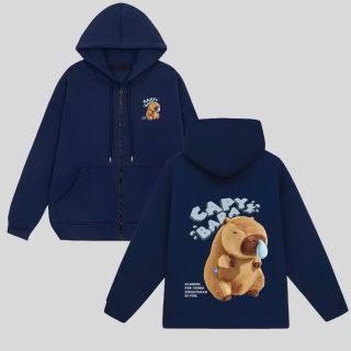 Áo khoác + Áo Hoodie in CaPyBaRa hình in xịn, bền chắc chất nỉ bông dày mịn
