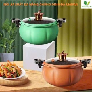 Nồi áp xuất bí ngô 8L nồi áp xuất đa năng chống dính vân đá sử dụng mọi loại bếp