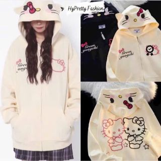 áo khoác in 2 kitty nón và thân , chất nỉ dày mịn áo khoác in 2 kitty nón và thân , chất nỉ dày mịn