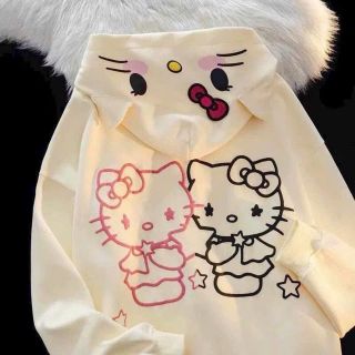 áo khoác in 2 kitty nón và thân , chất nỉ dày mịn áo khoác in 2 kitty nón và thân , chất nỉ dày mịn