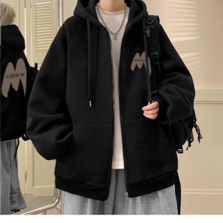 Áo khoác in chữ M WKECESLDBE chất nỉ bông dày mịn unisex nam nữ