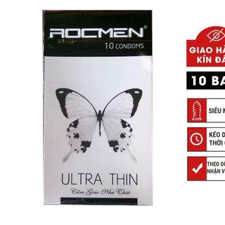 Bao cao su rocmen trắng siêu mỏng hộp 10 chiếc Bao cao su rocmen trắng siêu mỏng hộp 10 chiếc