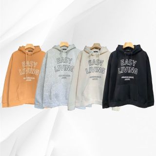 Áo hoodie nỉ ngoại in EASY LIVING form rộng freesize dưới 90kg