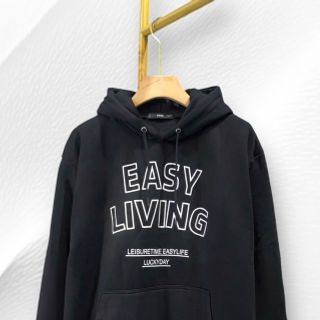 Áo hoodie nỉ ngoại in EASY LIVING form rộng freesize dưới 90kg