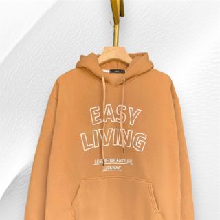 Áo hoodie nỉ ngoại in EASY LIVING form rộng freesize dưới 90kg