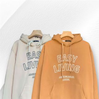 Áo hoodie nỉ ngoại in EASY LIVING form rộng freesize dưới 90kg