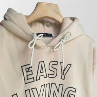 Áo hoodie nỉ ngoại in EASY LIVING form rộng freesize dưới 90kg