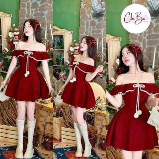 Đầm Nhung đỏ Xoè trễ vai cực đẹp..