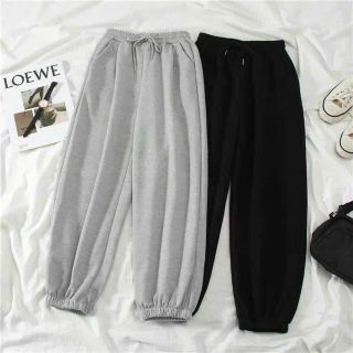 Quần jogger nữ bo gấu trơn vải thun da cá, quần bom ống rộng nữ nỉ thun dáng jogger mặc thu đông Quần jogger nữ bo gấu trơn vải thun da cá, quần bom ống rộng nữ nỉ thun dáng jogger mặc thu đông