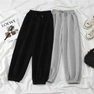 Quần jogger nữ bo gấu trơn vải thun da cá, quần bom ống rộng nữ nỉ thun dáng jogger mặc thu đông Quần jogger nữ bo gấu trơn vải thun da cá, quần bom ống rộng nữ nỉ thun dáng jogger mặc thu đông