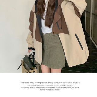 Áo Khoác Gió 2 Lớp Chống Nước Phối Màu Và Họa Tiết Có Mũ Trùm Đầu 𝐂𝐨́ 𝐓𝐮́𝐢 𝐓𝐫𝐨𝐧𝐠 Thời Trang