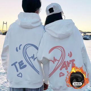 Áo hoodie nỉ bông in hình trái tim Te-Art xanh hồng cho các cặp đôi form unisex rộng đẹp