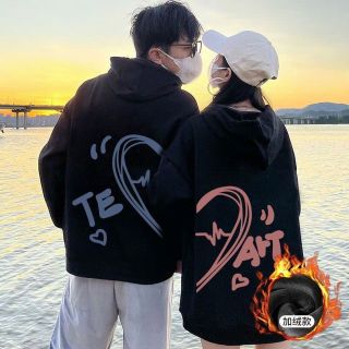 Áo hoodie nỉ bông in hình trái tim Te-Art xanh hồng cho các cặp đôi form unisex rộng đẹp