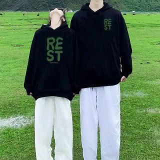 Áo Đôi Nam Nữ In Chữ REST Phong Cách Trẻ Trung Cho Các Cặp Đôi Chất Nỉ Cao Cấp Dày Dặn
