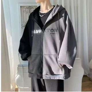 Áo khoác unisex Thun Nỉ phối 2 màu logo in gấu MANYSTON tay phòng có sừng nón Áo khoác unisex Thun Nỉ phối 2 màu logo in gấu MANYSTON tay phòng có sừng nón