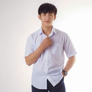 Áo Sơ Mi Học Sinh Tay Lỡ Một Túi Form Rộng Nam Nữ - Chất Kate Mềm, 2 Size L & XL