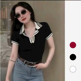 Áo Polo Cổ Bẻ Phối Viền Chất Cotton Co Giãn Mịn Mát - Freesize Dưới 53kg Áo Polo Cổ Bẻ Phối Viền Chất Cotton Co Giãn Mịn Mát - Freesize Dưới 53kg