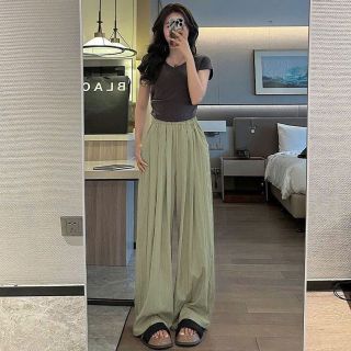 Quần Ống Rộng Lưng Thun Chất Dù Gió Nhăn Mịn Mát 2 Size - L & XL