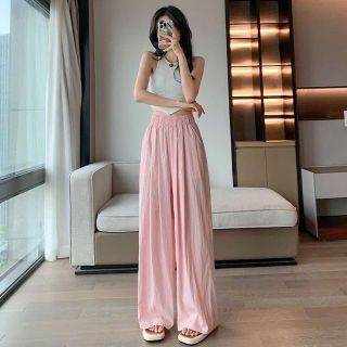 Quần Ống Rộng Lưng Thun Chất Dù Gió Nhăn Mịn Mát 2 Size - L & XL