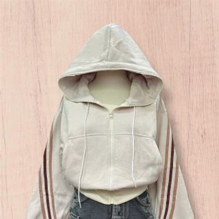 Áo Khoác Nỉ Ngoại Phối Viền Dây Kéo Cao, Nón To, Tay Xỏ Ngón Form Boxy Freesize Dưới 65kg