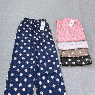Quần Dài Ống Rộng Họa Tiết Mèo Hello Kitty Dễ Thương, Chất Vải Lụa Mềm Mịn Thoáng Thoải Mái Freesize dưới 63kg