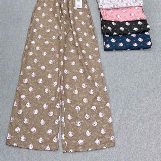 Quần Dài Ống Rộng Họa Tiết Mèo Hello Kitty Dễ Thương, Chất Vải Lụa Mềm Mịn Thoáng Thoải Mái Freesize dưới 63kg