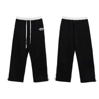 Quần Dài Ống Suông Streetwear Unisex Chất Vải 2 Da Cao Cấp, Lưng Thun Phối Màu Logo Thêu Sắc Nét