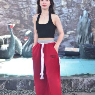 Quần Dài Ống Suông Streetwear Unisex Chất Vải 2 Da Cao Cấp, Lưng Thun Phối Màu Logo Thêu Sắc Nét