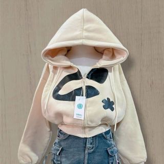 Áo Khoác Nỉ Bông Dáng Lửng In Hoa Nón Rộng Có Túi Trong , Tay Xỏ NgÓN Chống Nắng Tốt - Freesize Dưới 60kg