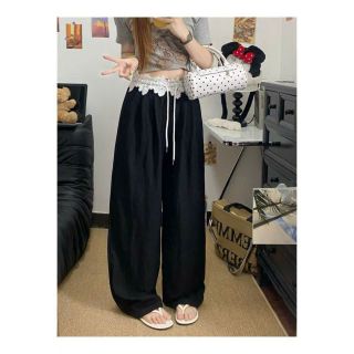 Quần Ống Rộng Trơn Phối Lưng Ren Chất Dù Nhăn Mịn Mát Freesize Dưới 63kg Quần Ống Rộng Trơn Phối Lưng Ren Chất Dù Nhăn Mịn Mát Freesize Dưới 63kg