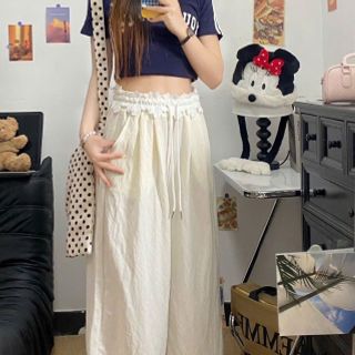 Quần Ống Rộng Trơn Phối Lưng Ren Chất Dù Nhăn Mịn Mát Freesize Dưới 63kg Quần Ống Rộng Trơn Phối Lưng Ren Chất Dù Nhăn Mịn Mát Freesize Dưới 63kg